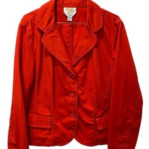 Talbots Size 16 Stretch Red Button Blazer with Pockets